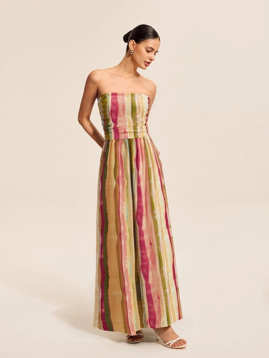 Commense Dresses & Skirts - Commense Striped Strapless Maxi Dress